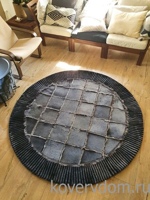 Ковер из натуральной овчины мутон KING MUTON K46 LINE T123 КРУГ